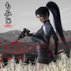 1girls armor armored_female black_hair breasts dead_or_alive field ghost_of_tsushima grass katana mask momiji_(ninja_gaiden) ninja_gaiden outdoors senpaisama2 thick_thighs weapon