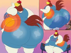 ass_bigger_than_head basketball_uniform big_ass chicken coyote fat foghorn_leghorn gay looney_tunes megacoolbear_(artist) sitting_on_person space_jam space_jam:_a_new_legacy wobbling_ass