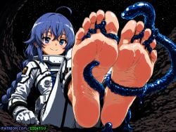 ai_generated barefoot feet foot_fetish foot_focus gigatsu mushoku_tensei pixel_art roxy_migurdia slime slime_(substance) slime_monster sole_female soles space toes