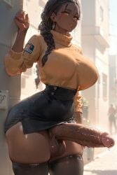 1futa ai_generated balls breasts cum dark-skinned_futa dickgirl futanari huge_balls huge_breasts huge_cock huge_nipples huge_testicles intersex inviting inviting_to_sex large_balls large_cock large_penis large_testicles licking licking_penis penis precum sagging_balls solo veiny_penis