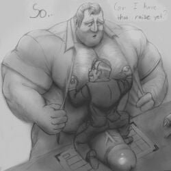 ass balls big_ass big_balls big_penis disney gay male male_only monochrome mr._incredible necronomikun penis robert_parr yaoi