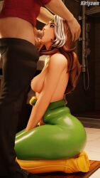 1boy 1boy1girl 1girls 2025 3d 3d_(artwork) anna_marie areolae balls blender blowjob bodysuit bodysuit_down bottomwear breasts commission detailed_background erect_penis erection fellatio fortnite fortnite:_battle_royale green_eyes hand_on_head hands_on_head hi_res highres kiriyawn light-skinned_female light_skin male male/female marvel marvel_comics medium_breasts nipples on_floor on_knees oral oral_sex pants_down penis rogue_(fortnite) rogue_(x-men) sloppy sloppy_blowjob sucking sucking_penis topwear two_tone_hair watermark x-men