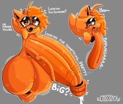absurd_res bodily_fluids boo_(mario) bovid canid canine caprine demon foreskin fox genital_fluids genitals ghost goat hi_res hybrid hyper kevin_morningstar_(character) kixly male mammal mario_bros nintendo penis piercing precum simple_background solo spirit sweat