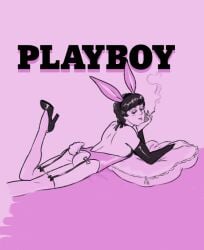 bunny_costume bunny_ears feminine_male makeup male_only paul_mccartney playboy_bunny smoking solo suggestive the_beatles