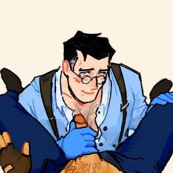 age age_difference animated blue_eyes blush blush_lines clothed_handjob clothed_sex cute cute_expression cute_eyes cute_face cute_male cute_old_man cutie gloved_handjob handjob medic_(team_fortress_2) middle_aged middle_aged_male middle_aged_man offscreen_character offscreen_male older_dom_younger_sub older_male older_male_and_younger_male older_man_and_younger_boy open_pants pov_eye_contact pubic_hair sniper_(team_fortress_2) team_fortress_2 yaoi
