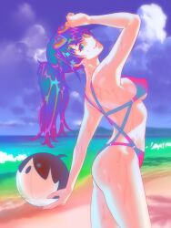 1girls armpits ass bakemonogatari bare_armpits bare_arms bare_ass bare_back bare_belly bare_butt bare_chest bare_hands bare_hips bare_legs bare_midriff bare_navel bare_shoulders bare_skin bare_thighs beach beach_ball belly big_breasts bikini bikini_bottom bikini_only bikini_top blue_sky breasts busty busty_female busty_girl busty_teen clouds coast collarbone curvaceous curvaceous_body curvaceous_female curvaceous_figure curvaceous_hips curvaceous_teen curvy curvy_ass curvy_body curvy_female curvy_figure curvy_hips curvy_teen day daylight daytime elbows eruart exposed_armpits exposed_arms exposed_ass exposed_back exposed_belly exposed_butt exposed_chest exposed_hips exposed_legs exposed_midriff exposed_navel exposed_shoulders exposed_skin exposed_thighs female female_focus female_only fingers hair_between_eyes half_naked half_nude head_tilt high_resolution highres horizon large_breasts lean_figure lips long_hair looking_at_viewer looking_sideways looking_to_the_side midriff monogatari_(series) naked naked_female naked_woman narrow_waist nipple_bulge nude nude_female nudity ocean outdoor outdoor_nudity outdoors outside ponytail purple_eyebrows purple_hair purple_hair_female sand sea seaside semi_nude senjougahara_hitagi shoulders sideboob sky slender_body slender_waist slim_waist solo standing string_bikini sunglasses sunglasses_on_forehead sunglasses_on_head swimsuit swimwear thick_thighs thighs tilted_head