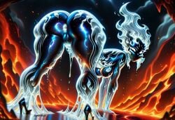 1girls ai_generated anus ass bent_over breasts darkeffect elemental_creature elemental_humanoid female female_focus female_only fire fire_creature fire_hair fire_humanoid flame flames looking_at_viewer looking_back nude presenting presenting_hindquarters pussy rear_view solo solo_female solo_focus
