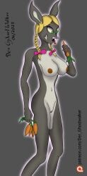 blonde_hair braid braided_hair bunny_ears bunny_girl gray_hair green_eyes huge_breasts nude patreon the_ghostwalker