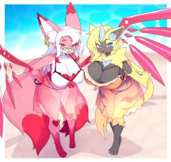 aurora_(nbanoob) big_breasts bikini breasts cleavage devvoxy female furry huge_breasts pokemon pokemon_(species) tagme thick_thighs wide_hips zeraora