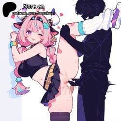 2025 against_wall ai_generated anon bandaid bandaid_on_leg cow_ears cum cum_in_pussy cum_inside exposed_belly footwear genshin_impact headband heart heart-shaped_pupils heart_eyes heart_symbol hearts_around_head horn horns horns_girl hoyoverse long_hair miniskirt multicolored_hair no_panties one_eye_closed one_leg_up pink_hair pussy pussy_juice saliva sex sexy skirt skirt_lift skirt_up sosakuai standing standing_sex sweat sweatdrop sweating thick_thighs thighhighs tongue_out twin_braids twintails twintails_(hairstyle) vagina vaginal_fluids vaginal_insertion vaginal_penetration vaginal_penetration vaginal_sex varesa_(genshin_impact) wink winking_at_viewer wristband
