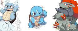 blush color cum female feral fur interspecies japanese_text male nintendo nude penis pokemon pokemon_(species) pussy shell squirtle tagme vulva wartortle zoroark