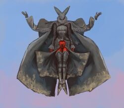 armor artillery_witch bomb_witch bottomless dress female floating mossa pussy red_skin trench_crusade