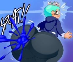 1boy 1femboy ass ass_focus big_ass big_ass_(male) big_butt blue_hair crown denizen1414 femboy huge_ass huge_butt inkling inkling_boy male male_only nintendo shot shot_in_ass shot_in_butt solo solo_male splat splatoon turquoise_hair