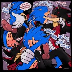 black_body black_fur black_hair blue_hair chest_tuft cowgirl_position crossover cuntboy fingering green_eyes heart-shaped_pupils king_shadow knot pawpads precum pussy red_eyes saliva_trail shaddycatz shadow_the_hedgehog size_difference sonic_(series) sonic_prime sonic_the_hedgehog sonic_the_hedgehog_(series) two_tone_hair vaginal_penetration white_gloves