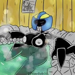 bath cofagrigus grinning hot_spring large_ass large_breasts naked_female pokemon pokemon_(species) primedude34 pussy_out relaxing sharp_teeth