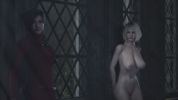 2girls 3d ada_wong ashley_graham clothed_female_nude_female completely_nude completely_nude_female females_only game_screenshot nude nude_female nude_mod resident_evil resident_evil_4_remake
