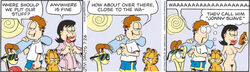 basket beach beach_towel comic domestic_cat domestic_dog edit edited english_text erection_under_clothes garfield_(series) garfield_the_cat hand_behind_back jon_arbuckle liz_wilson newspaper_comic_strip nude_edit nude_female odie red_lips shorts sun sunglasses sunglasses_removed suntan_lotion text tongue_out undressing wide_eyed