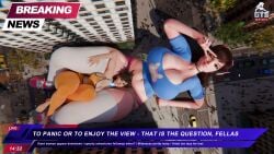 2girls asian asian_female big_breasts blizzard_entertainment breasts clothed clothed_female crowd d.va european european_female female female_focus giant_female giant_woman giantess hana_song jimmy144 large_boobs large_breasts large_thighs light-skinned_female light_skin macro macro_female overwatch overwatch_2 thick_thighs thighs
