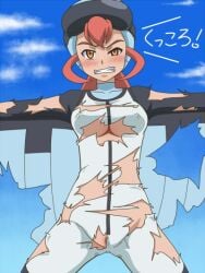 1girls artist_request ass awa breasts female milf moria nintendo npc_trainer nude pokemon pokemon_xy ripped_clothing sky_trainer_(pokemon) tagme