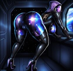 ai_generated alien ass darkeffect female female_focus female_only mass_effect presenting rear_view solo solo_female solo_focus space spacecraft spaceship_interior spacesuit