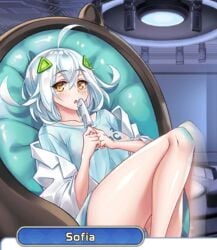 ice_lolly orange_eyes project_qt sitting sofia_(project_qt) white_hair