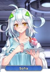 ice_cream neutral_expression orange_eyes project_qt sofia_(project_qt) white_hair