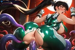 1girls ahe_gao ai ai_assisted ai_generated anime anus artist_name ass black_hair blush bodysuit bound breasts dibzprintz eve_(stellar_blade) fansly female from_behind gloves hi_res high_quality high_resolution highres large_breasts long_hair looking_back necktie nipples open_mouth ponytail pussy restrained rolling_eyes solo stellar_blade tentacle tentacle_sex tongue tongue_out torn_clothes uncensored vaginal_penetration watermark