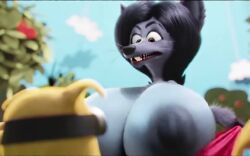 ai ai-created ai_generated anthro anthro_female big_nipples bouncing_breasts breast_expansion breast_growth breasts breasts_out female furry furry_female furry_only huge_breasts illis john_pork_(artist) looking_at_another looking_down minion minions_(film) nipples revealing revealing_breasts scarlet_overkill screencap screenshot_edit shaking_breasts tagme video
