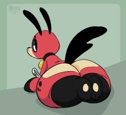 big_butt nyyakikki paws plushie plushie_tag ranch_(kuronoodles) red_body red_fur shortstack tagme tail