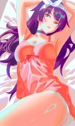 1girls arm_above_head arm_up armpit armpit_crease armpit_peek armpits arms_above_head arms_up bakemonogatari blue_eyes blue_eyes_female busty busty_female busty_girl busty_teen eruart hairband hairless_armpits hand_above_head hand_up hands_above_head hands_up head_tilt high_school_student lying lying_down lying_on_back lying_on_bed monogatari_(series) on_back purple_eyebrows purple_hair purple_hair_female school_girl senjougahara_hitagi shaved_armpits sidelocks teen_girl teenage_girl teenager tilted_head young_female young_woman