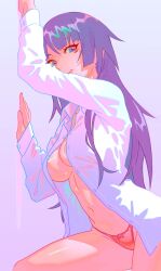 1girls areola_slip areolae areolae_slip arms_above_head arms_up bakemonogatari bare_belly bare_hands bare_legs bare_midriff bare_navel bare_shoulders bare_skin bare_thighs belly belly_button blue_eyes blue_eyes_female breasts busty busty_female busty_girl busty_teen cleavage closed_mouth_smile eruart exposed_belly exposed_legs exposed_midriff exposed_navel exposed_nipples exposed_shoulders exposed_skin exposed_thighs female female_focus female_only fingers frontal_wedgie groin hands_above_head hands_up high_resolution high_school_student highres hourglass_figure large_breasts lean_figure lips long_hair looking_at_viewer looking_down looking_down_at_viewer midriff monogatari_(series) narrow_waist navel nipple_bulge nipples open_clothes open_clothing open_shirt open_topwear panties purple_eyebrows purple_hair purple_hair_female pussy red_panties red_underwear ribbon_panties school_girl senjougahara_hitagi shirt shoulders simple_background slender_body slender_waist slim_waist smile smiley_face smiling smiling_at_viewer smirk solo teen_girl teenage_girl teenage_nipples teenage_tits teenager thick_thighs thighs thong unbuttoned unbuttoned_shirt underwear upper_body white_background white_shirt white_topwear wide_hips young_female young_woman