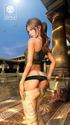 1girls 3d 3d_(artwork) ass butt female female_only lara_croft lara_croft_(survivor) marvinsfm panties solo tomb_raider uncensored underwear undressing