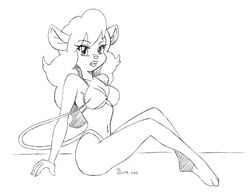 1girls anthro big_breasts bikini cleavage drawn female female_only mighty_mouse monochrome mouse pearl_pureheart shoxxe sketch solo tagme tail