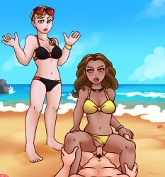 1boy 2girls ass beach big_penis breasts dark-skinned_female dark_skin female light-skinned_female light-skinned_male light_skin male nintendo nipples npc_trainer nude ohmuu penetration penis pokemon pokemon_sm sex swimmer_(pokemon) swimmer_(pokemon_sm) tagme unknown_male unseen_face unseen_male_face vaginal vaginal_only