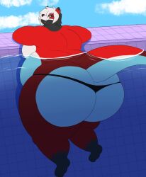 ass_bigger_than_head big_ass fat furry megacoolbear_(artist) original_character otter pool swimwear