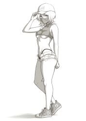 bleach blushing cap converse_shoes crop_top denim_shorts face_mask full_body kuchiki_rukia looking_at_viewer mask masked masked_female midriff mistowing shorts skimpy_bikini skimpy_clothes standing sweat sweatdrop sweating sweaty thighs thong thong_bikini tight_clothing underboob