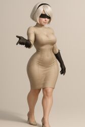 3d ai_generated big_breasts blindfold breasts clothing dress female hairband light_skin looking_at_viewer nier nier:_automata nier_(series) short_hair solo tagme white_hair yorha_2b