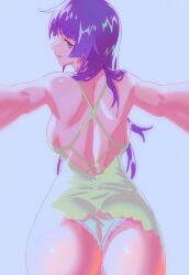 1girls ass ass ass_cleavage back backboob bakemonogatari bare_armpits bare_arms bare_ass bare_back bare_butt bare_hips bare_shoulders bare_skin bare_thighs blue_background blue_eyes blue_eyes_female breasts busty busty_female busty_girl busty_teen butt_crack curvaceous curvaceous_body curvaceous_female curvaceous_figure curvaceous_hips curvaceous_teen curvy curvy_ass curvy_body curvy_female curvy_figure curvy_hips curvy_teen elbows eruart exposed_armpits exposed_arms exposed_ass exposed_back exposed_butt exposed_hips exposed_shoulders exposed_skin exposed_thighs female female_focus female_only frilled_panties frilled_underwear green_panties green_underwear high_resolution high_school_student highres hourglass_figure large_breasts lean_figure lips long_hair looking_at_viewer looking_back looking_back_at_viewer monogatari_(series) narrow_waist panties purple_eyebrows purple_hair purple_hair_female school_girl senjougahara_hitagi shoulders sideboob simple_background slender_body slender_waist slim_waist solo standing teen_girl teenage_girl teenager underwear upper_body wide_hips young_female young_woman