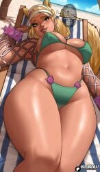 1girls 2d beach big_breasts big_thighs bikini blonde_hair breasts busty curvaceous curvaceous_female curvy curvy_female dialogue echosaber english english_text fat_breasts female flat_belly huge_thighs large_breasts light-skinned_female light_skin marvel marvel_rivals slightly_chubby solo solo_female speech_bubble squirrel_girl_(marvel) squirrel_girl_(marvel_rivals) squirrel_girl_(sunshine_squirrel) squirrel_tail tagme thick_hips thick_legs thick_thighs thighs voluptuous voluptuous_female wide_hips