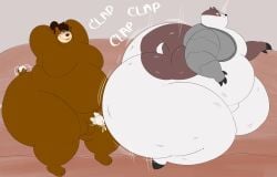 ass ass_bigger_than_head badger badgerclops big_ass blush_lines cinna_(megacoolbear) clapping_ass clapping_cheeks cumming fat gay male mao_mao:_heroes_of_pure_heart megacoolbear_(artist) surprised surprised_expression wake_up