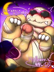 absurd_res anal anthro balls belly big_penis blush dialogue duo english_text erection eyewear gay genitals hi_res huge_cock koopa koopaling male male/male male_focus male_penetrated male_penetrating male_penetrating_male mario_(series) nintendo overweight penetration penis roy_koopa scalie sex sunglasses text video_games yamausagi0619