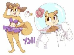 anthro bakuatsukiyu big_breasts breasts female furry_only rodent sandy_cheeks smooth_skin spongebob_squarepants squirrel