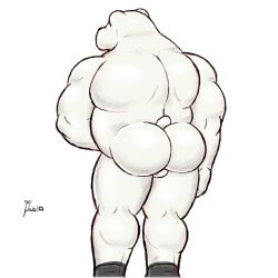 alanottaviano anthro ass barazoku bear belly clothing footwear fur hi_res male mammal musclegut muscular muscular_male overweight overweight_male polar_bear socks solo ursid ursine white_body white_fur