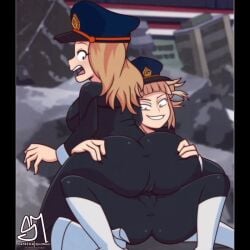 2d 2d_animation 2girls animated ass ass_grab blonde_hair bodysuit boots cameltoe camie_utsushimi camie_utsushimi_(cosplay) female female_only gif hero_outfit_(mha) high_heel_boots high_heels himicamie himiko_toga multiple_girls my_hero_academia ray_jff semidraws shiketsu_high_school_cap spreading thighs third-party_edit toga_himiko utsushimi_camie utsushimi_camie_(cosplay) yuri