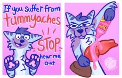 anthro blue_body blue_fur canid canine comic dialogue dildo fox fur hi_res humor knot knotted_dildo luckfoxo33 male_only mammal meme sex_toy tolng tolnga