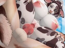 3d_(artwork) anthro big_breasts bovid bovine breasts canid canine canis cattle chloe_(moommymilky) digital_media_(artwork) domestic_dog duo ear_piercing facial_piercing female genitals hi_res knot male male/female mammal moommymilky nose_piercing penetration penis piercing pussy sex thick_thighs vaginal_penetration vaginal_penetration