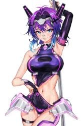 1girls armpits arms_up big_breasts blank_background breasts female female_only horny hourglass_figure light-skinned_female light_skin lunarisbloom_(artist) melody_(projektmelody) pole projektmelody purple_hair solo thick_thighs virtual_youtuber vshojo