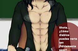 aizawa_shouta eraserhead jathorki male male_only mature_male my_hero_academia older_male pectorals shouta_aizawa spanish_text text