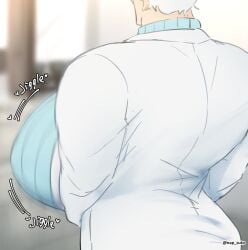 big_breasts huge_breasts jiggling_breasts lab_coat male male_only milk_cookie napsuto sweater turtleneck white_hair