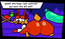 anthro ass bubsy bubsy_(series) dialogue dialogue_box duo english_text female_focus fur furry genitals looking_back male penis simple_background solo_focus superiorfox tail text vein veiny_penis video_games